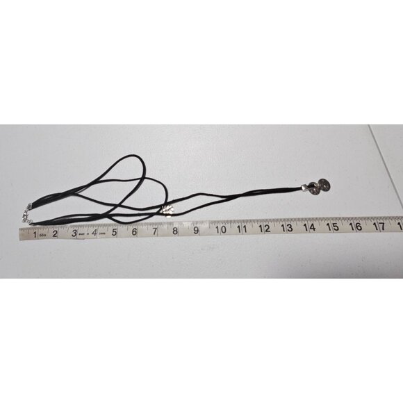 Boho Silver Tone Disc Pendants Double Strand Black Cord Necklace Fashion Jewelry - Picture 4 of 5